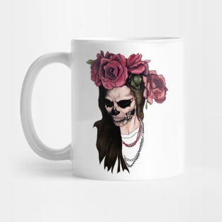 Skull face woman and roses Mug